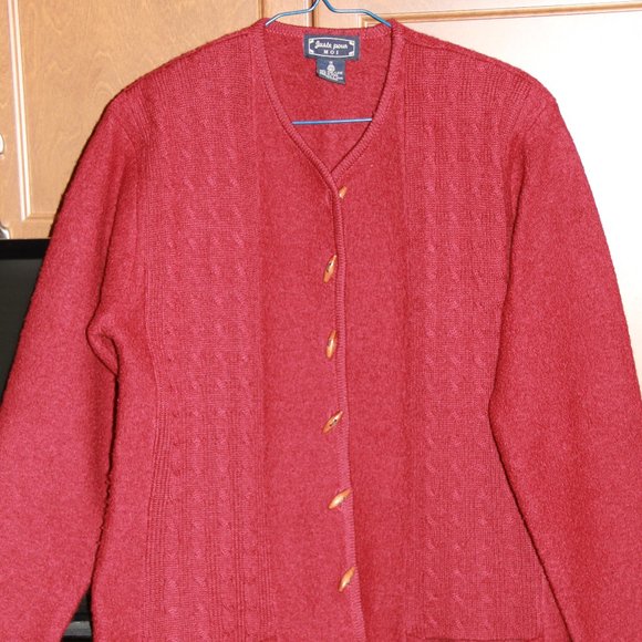 JUSTE POUR MOI red CARDIGAN in  boiled wool - Picture 1 of 7